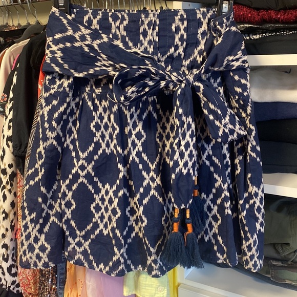 Anthropologie Rimbaud Tie-waist Mini Skirt Ikat design - Picture 2 of 5
